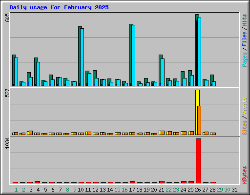 Daily usage for February 2025