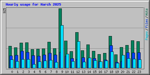 Hourly usage for March 2025